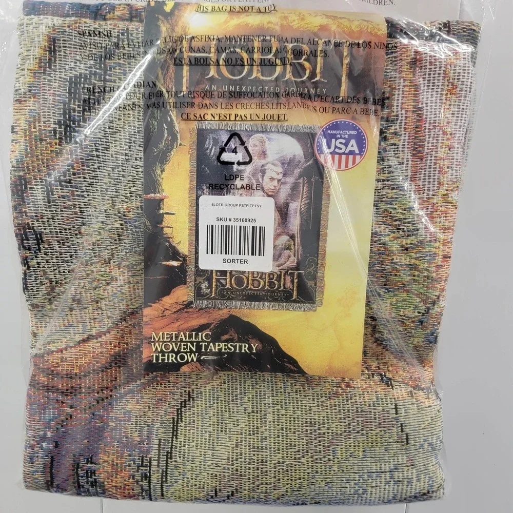 NEW‎ The Hobbit: An Unexpected Journey Group Woven Fringe Tapestry Throw Blanket